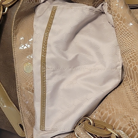 Vtg MICHAEL KORS 1990s Tan Snakeskin Slouchy Hobo Bag AP-1012 - Picture 10 of 14